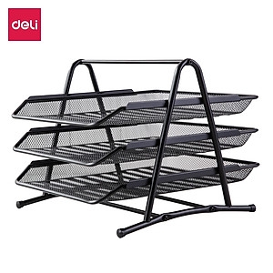 Khay Đựng Tài Liệu 3 Tầng Deli, Đen - E9181
