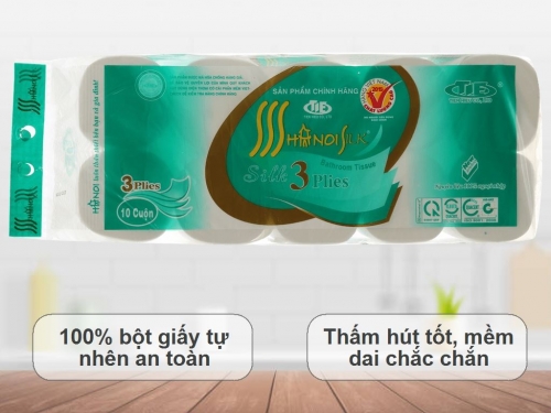 Giấy vệ sinh Hà Nội 3 lớp xanh 10 cuộn